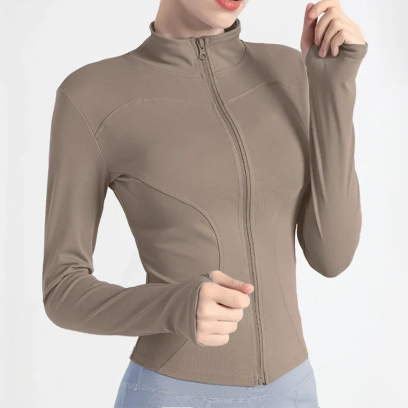 Women's Full Zip-up Track Jacket with Thumb Holes