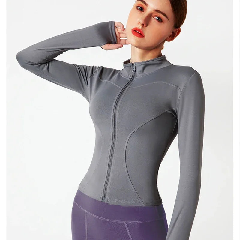 Women's Full Zip-up Track Jacket with Thumb Holes