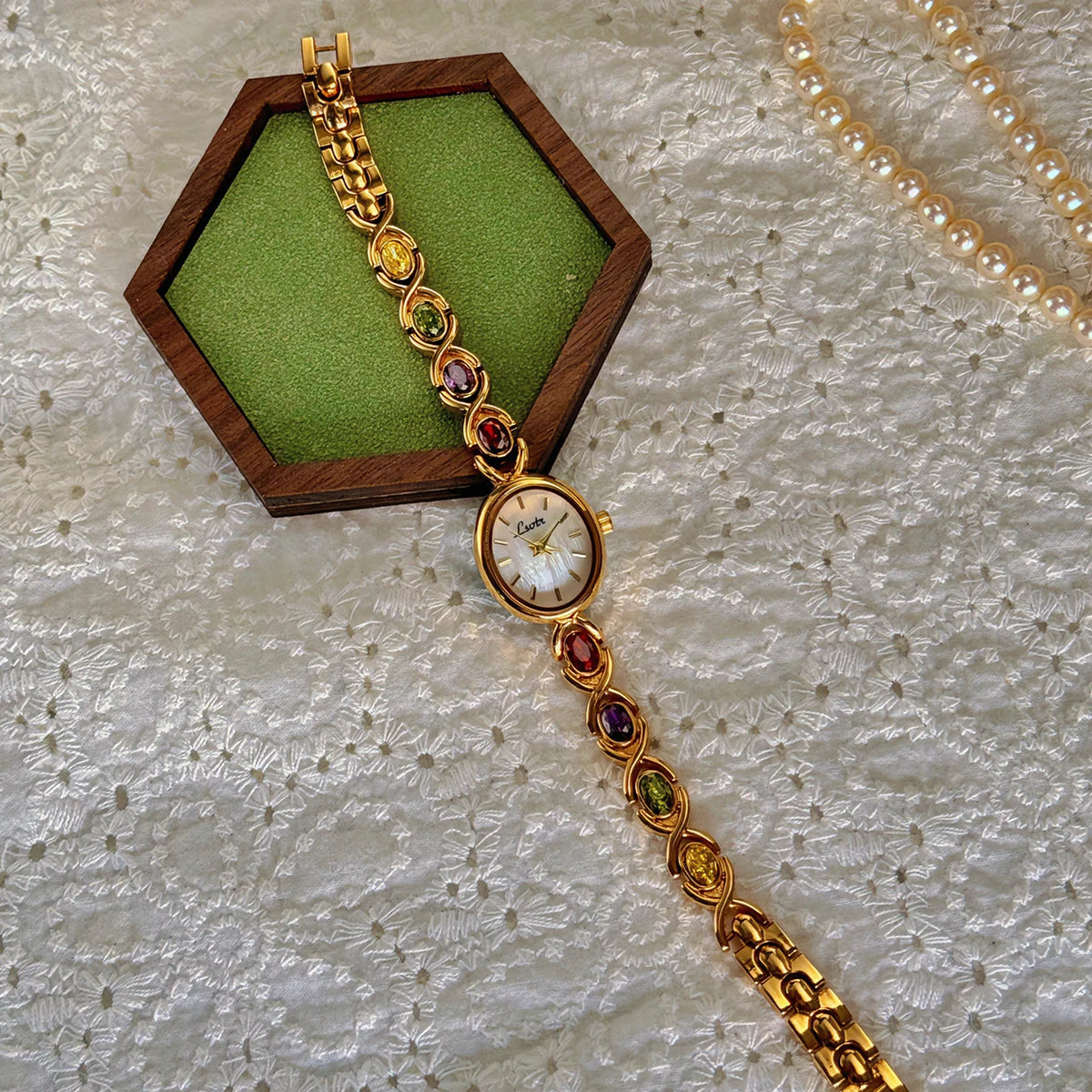 Ethereal Gemstone Gold Watch