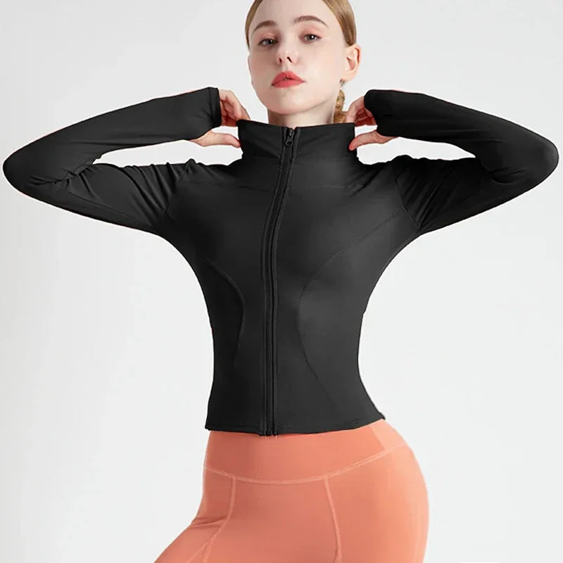 Women's Full Zip-up Track Jacket with Thumb Holes