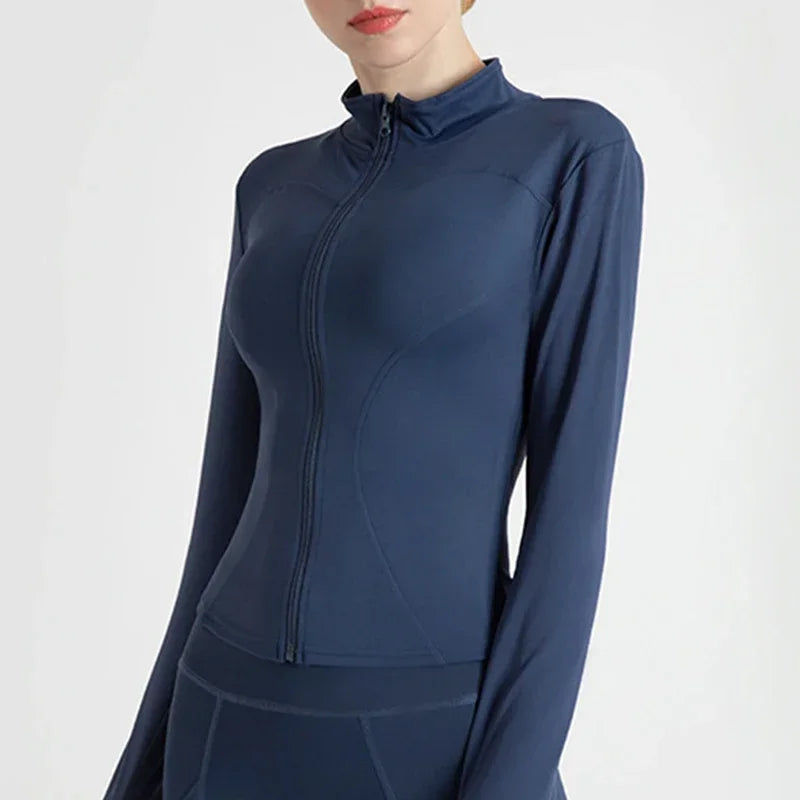 Women's Full Zip-up Track Jacket with Thumb Holes