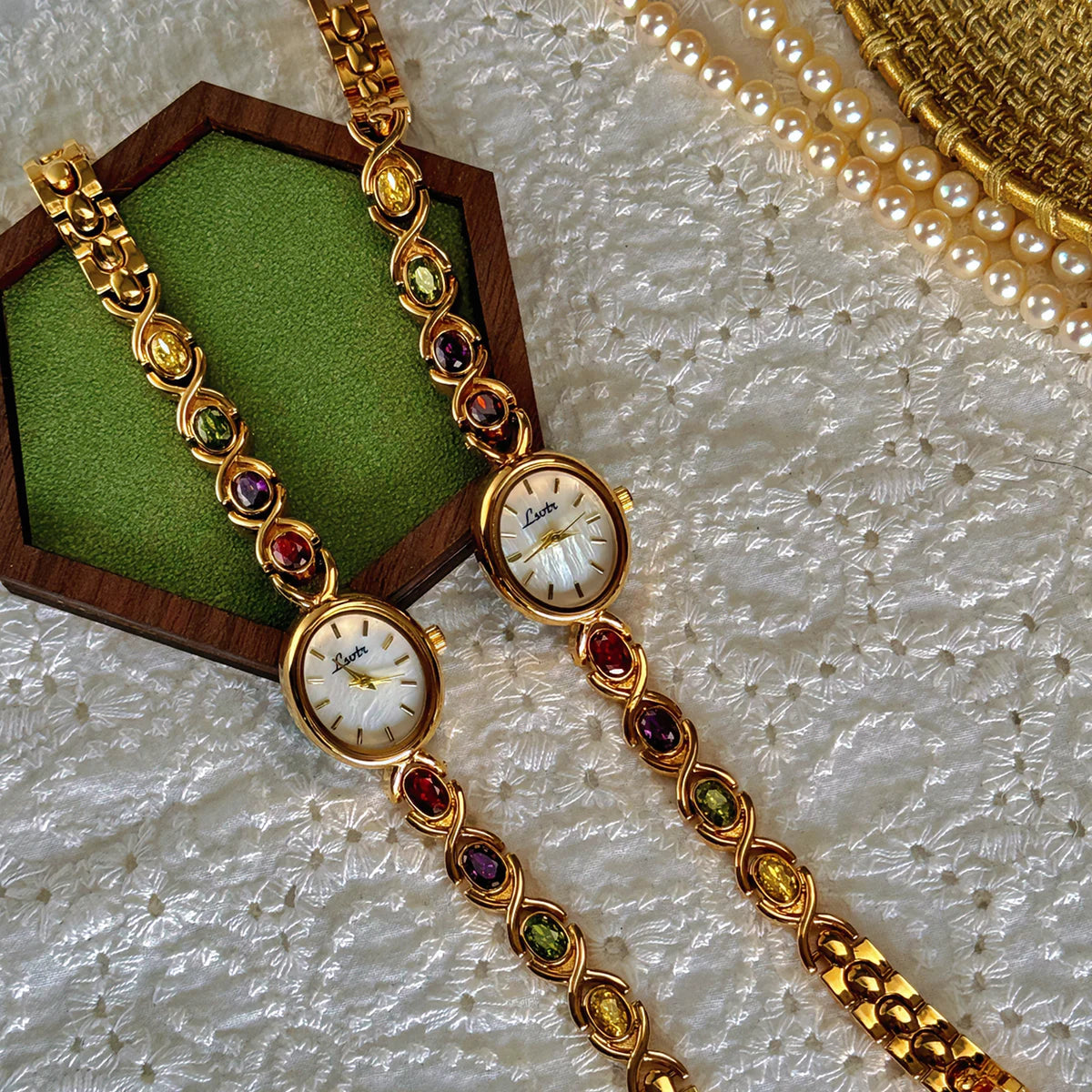 Ethereal Gemstone Gold Watch