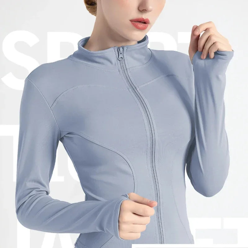 Women's Full Zip-up Track Jacket with Thumb Holes