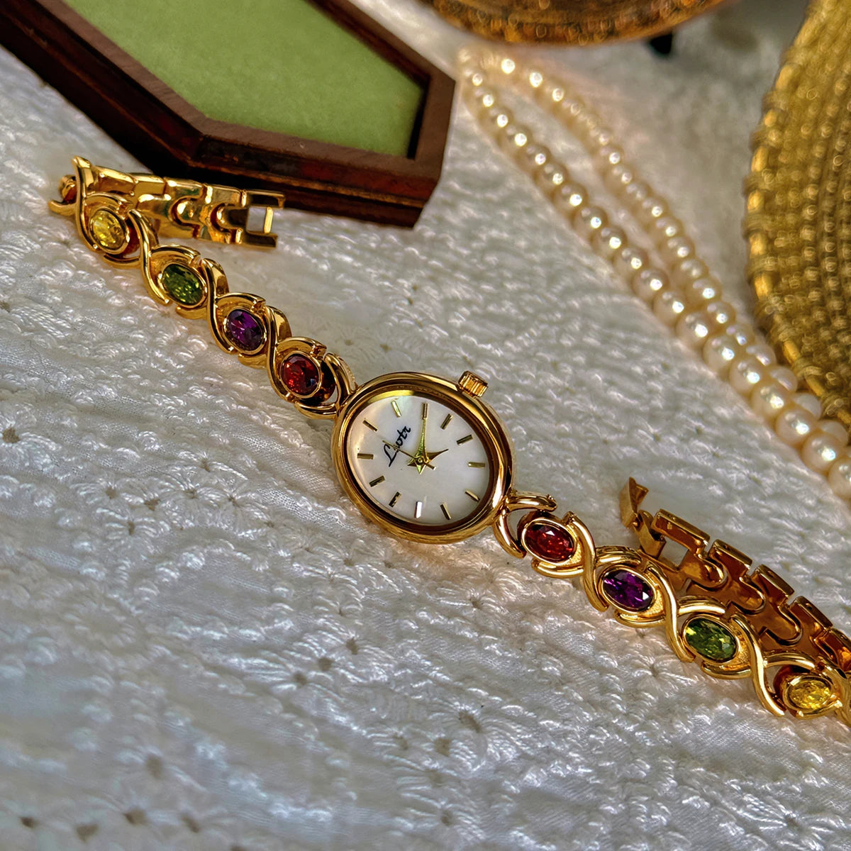 Ethereal Gemstone Gold Watch