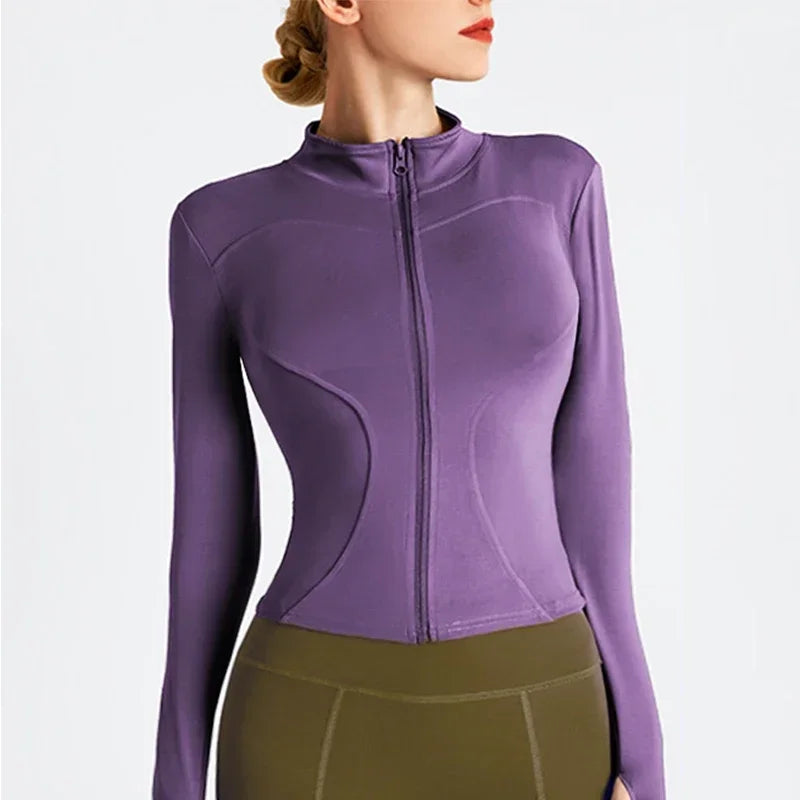 Women's Full Zip-up Track Jacket with Thumb Holes
