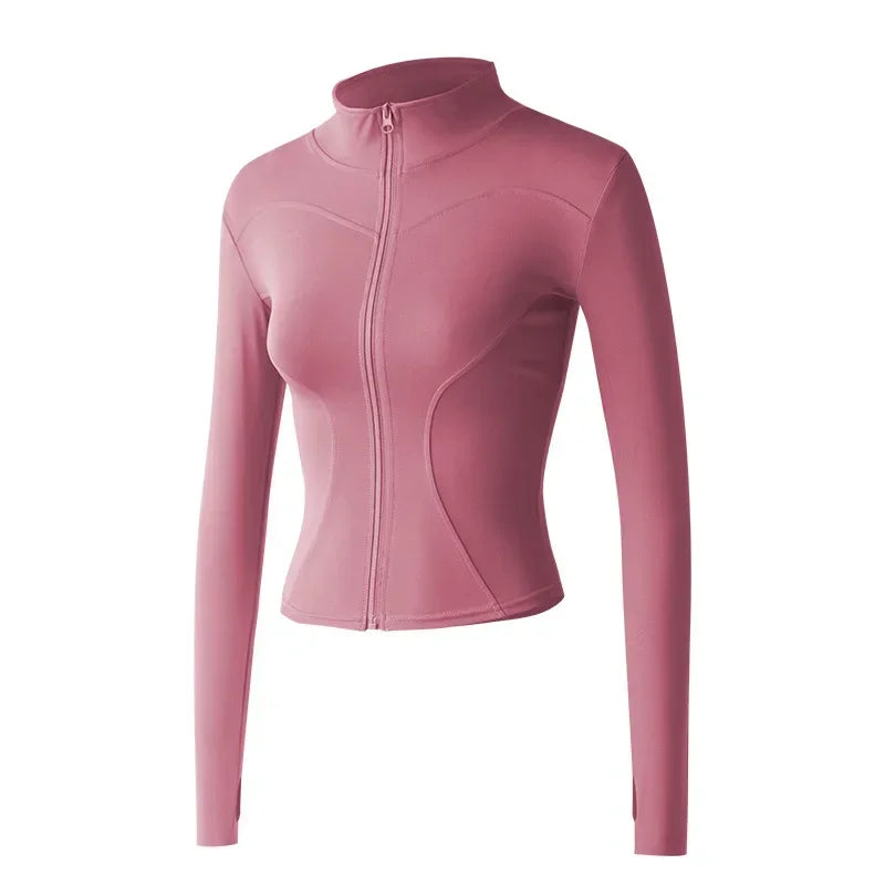 Women's Full Zip-up Track Jacket with Thumb Holes