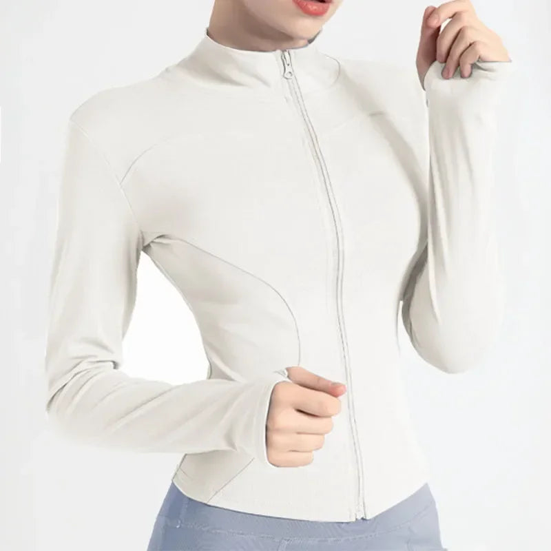 Women's Full Zip-up Track Jacket with Thumb Holes