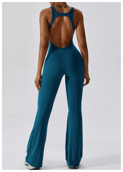 V-Back Butt Lift Flared Leg Jumpsuit
