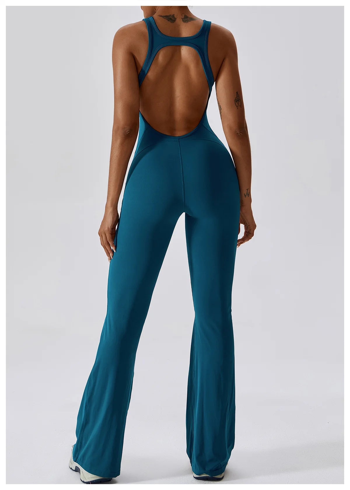 V-Back Butt Lift Flared Leg Jumpsuit