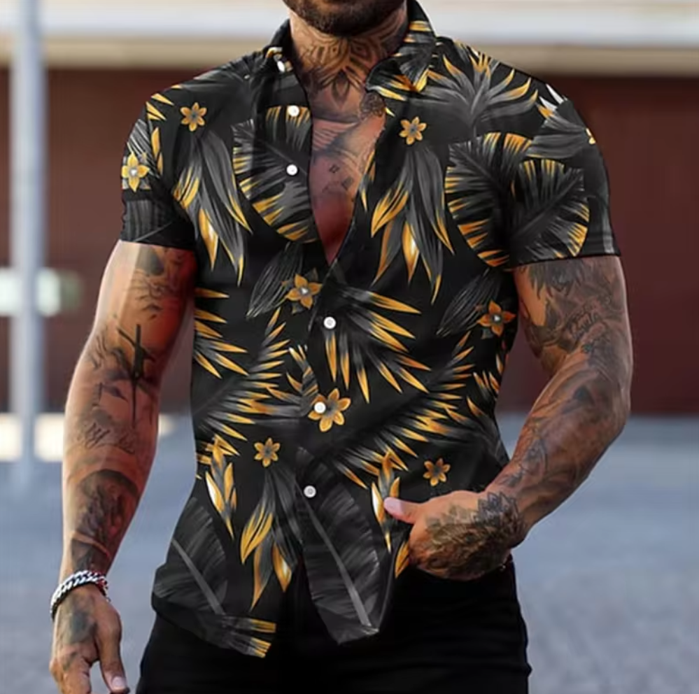 Black And Gold Flower Shirt
