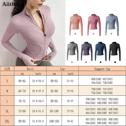 Women's Full Zip-up Track Jacket with Thumb Holes