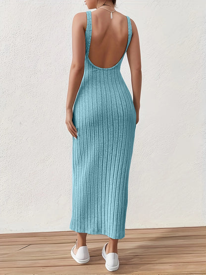 Summer backless knitted sleeveless dress