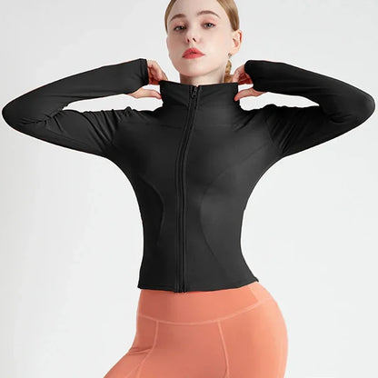 Women's Full Zip-up Track Jacket with Thumb Holes