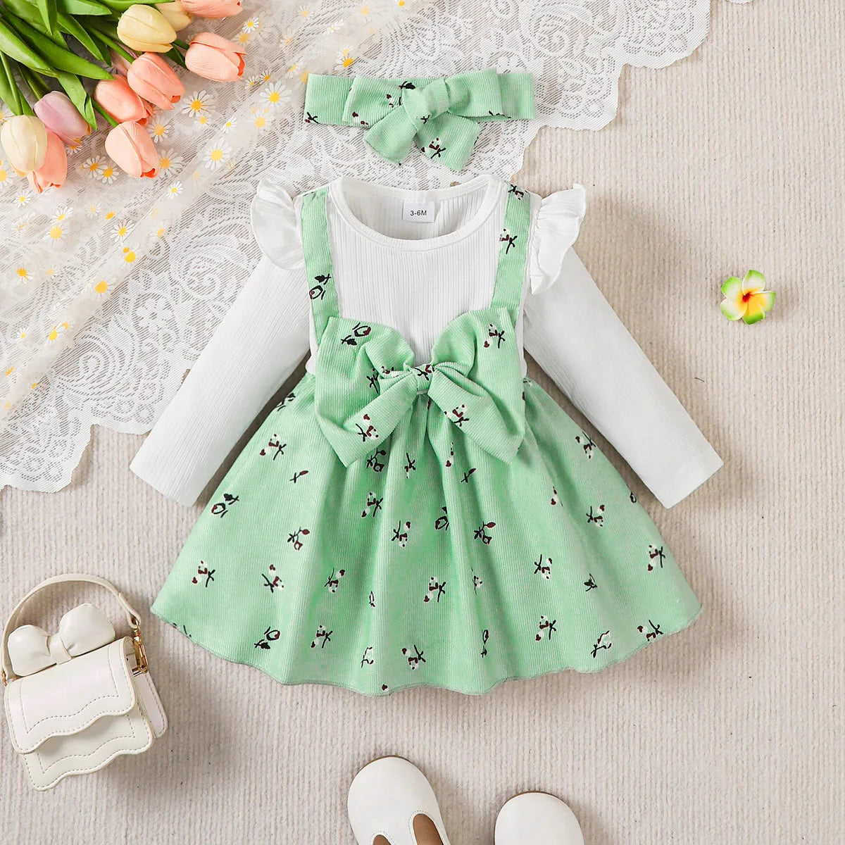 Princess Bow Baby Dress Set