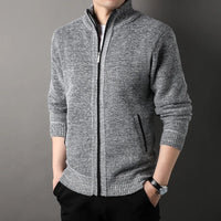 Men's Knit Stand Collar Cardigan Jacket
