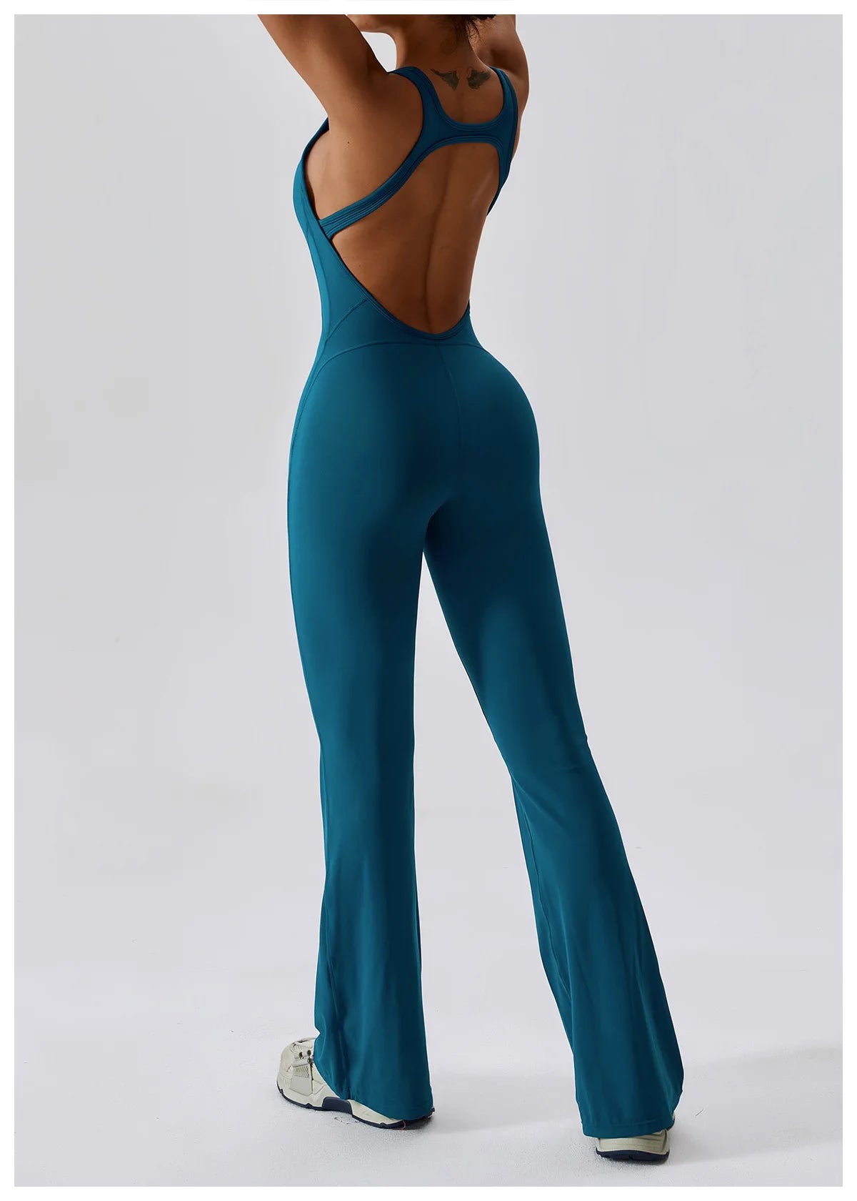 V-Back Butt Lift Flared Leg Jumpsuit