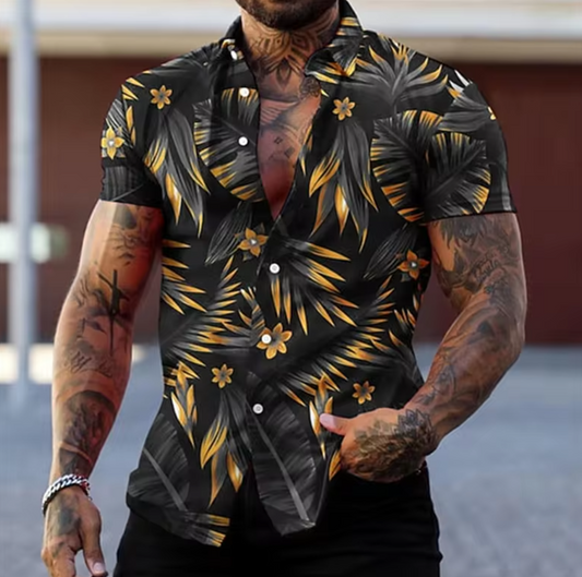 Black And Gold Flower Shirt