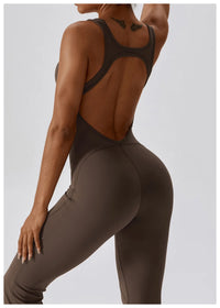 V-Back Butt Lift Flared Leg Jumpsuit