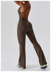 V-Back Butt Lift Flared Leg Jumpsuit