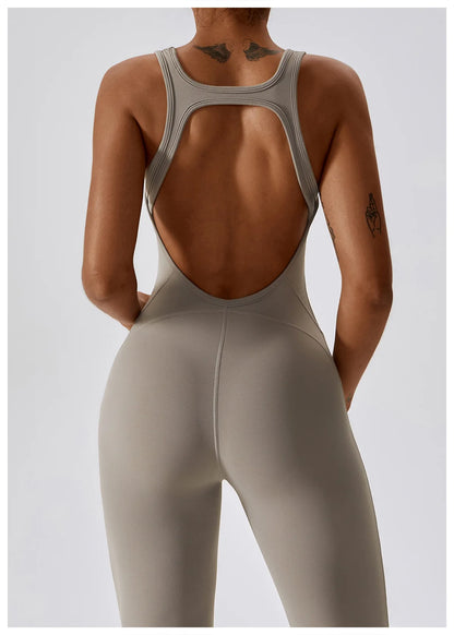 V-Back Butt Lift Flared Leg Jumpsuit