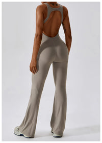 V-Back Butt Lift Flared Leg Jumpsuit